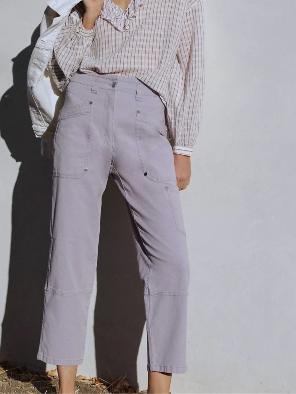 Maeve Turner Utility Pant Lavender Cropped Pants Workwear Lilac Purple 16 W 14‎